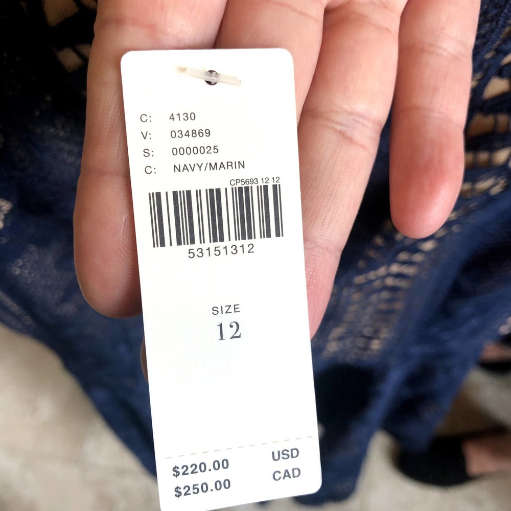 nwt anthropologie anthro georgia navy blue lace skater dress size 12 - Picture 6 of 6
